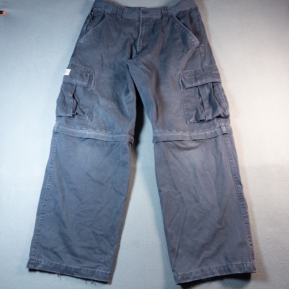 Lee Dungarees Mens Convertible Cargo Pants Zip Off Shorts Navy Blue Cotton Twill